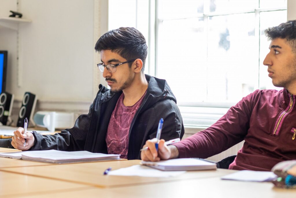 students writing