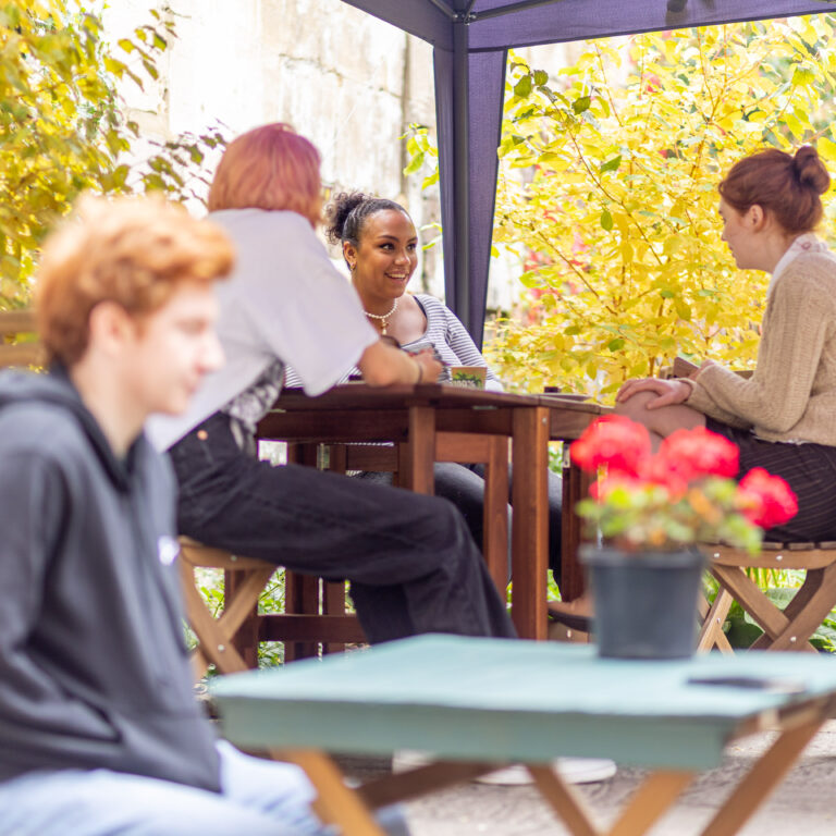 students having a chat