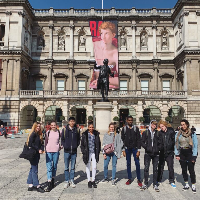 students outside a Gallery