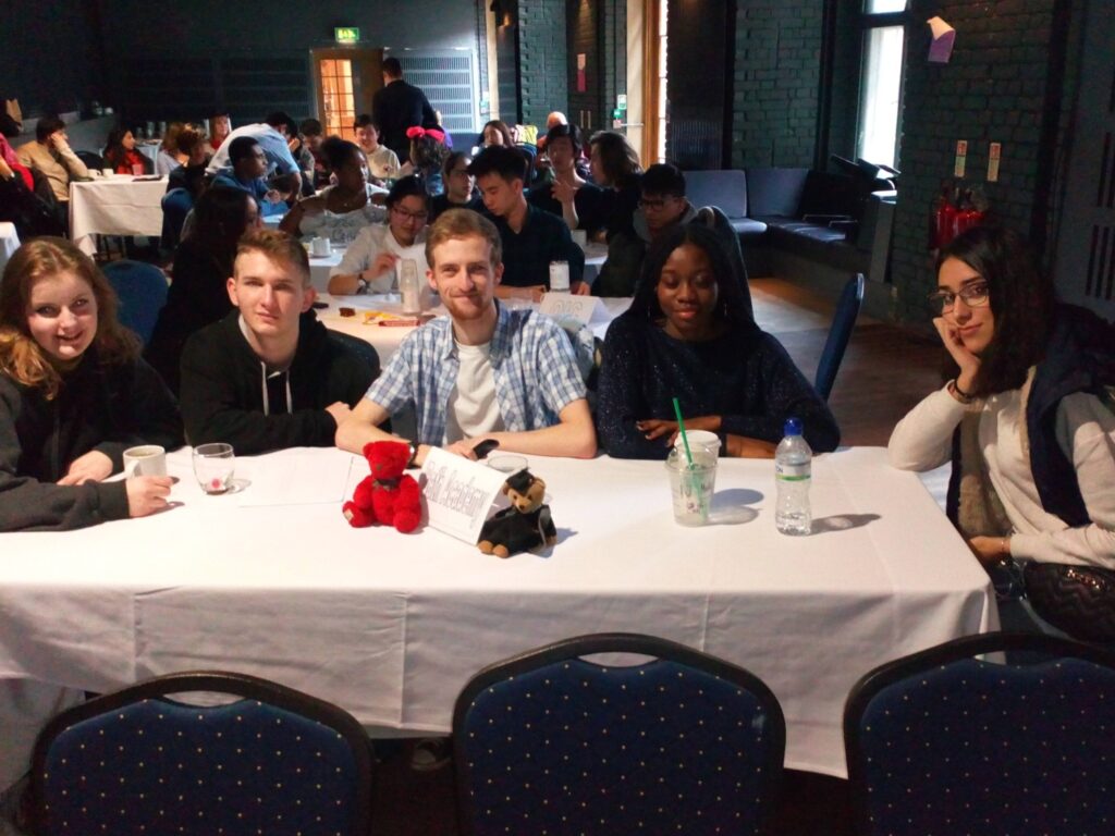 students sat at a table